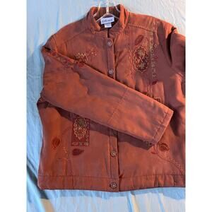 Graff Long Sleeved Rust Embroidered Lined Fall Jacket Indian Pattern 12740 M